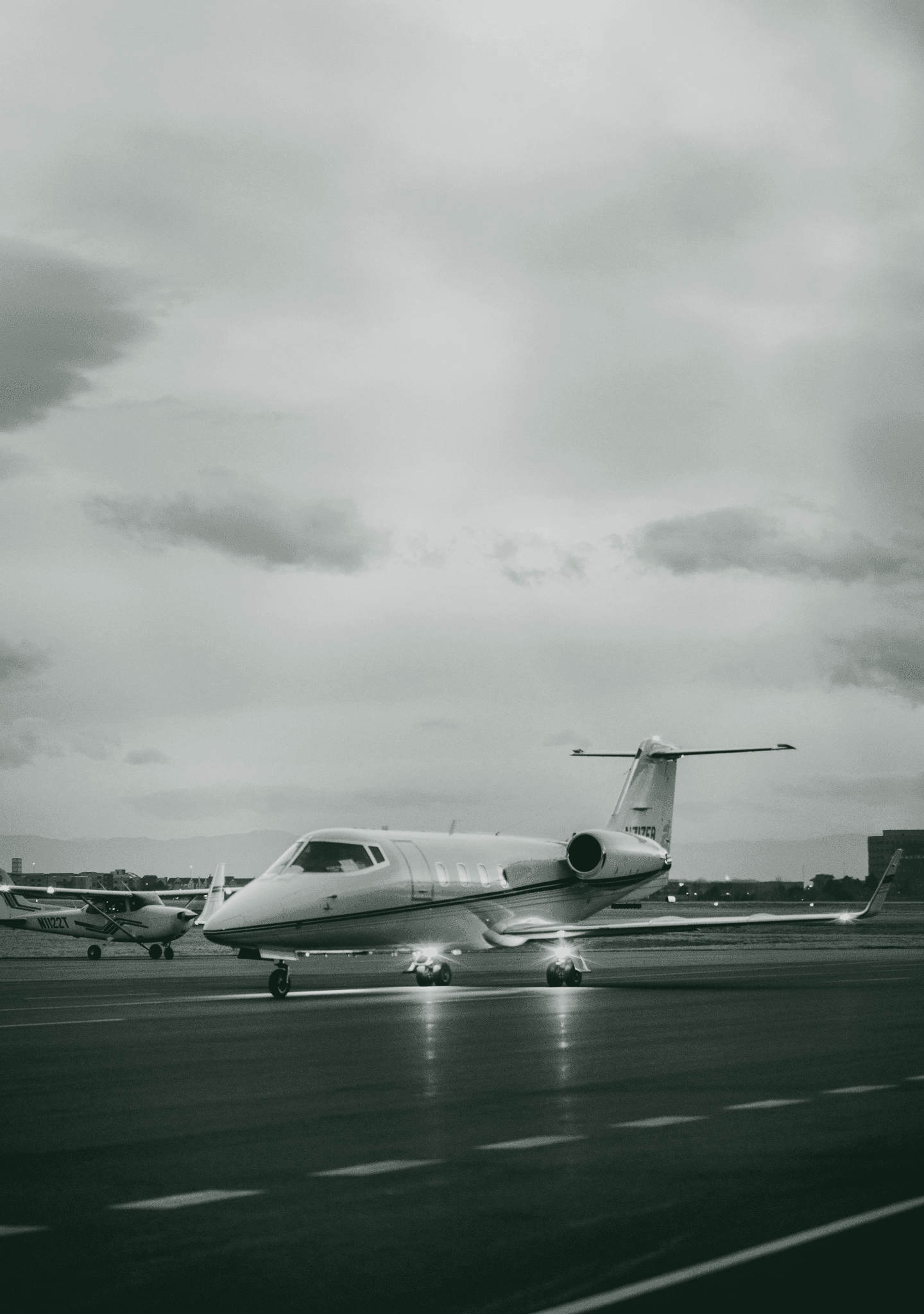 Business jet on runway